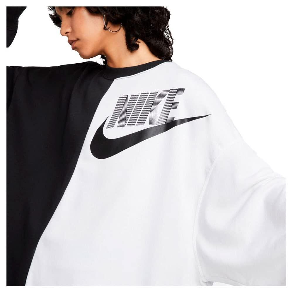 T-shirt Fleece Oversized a Maniche Lunghe Nike in Nero e Bianco 3/6