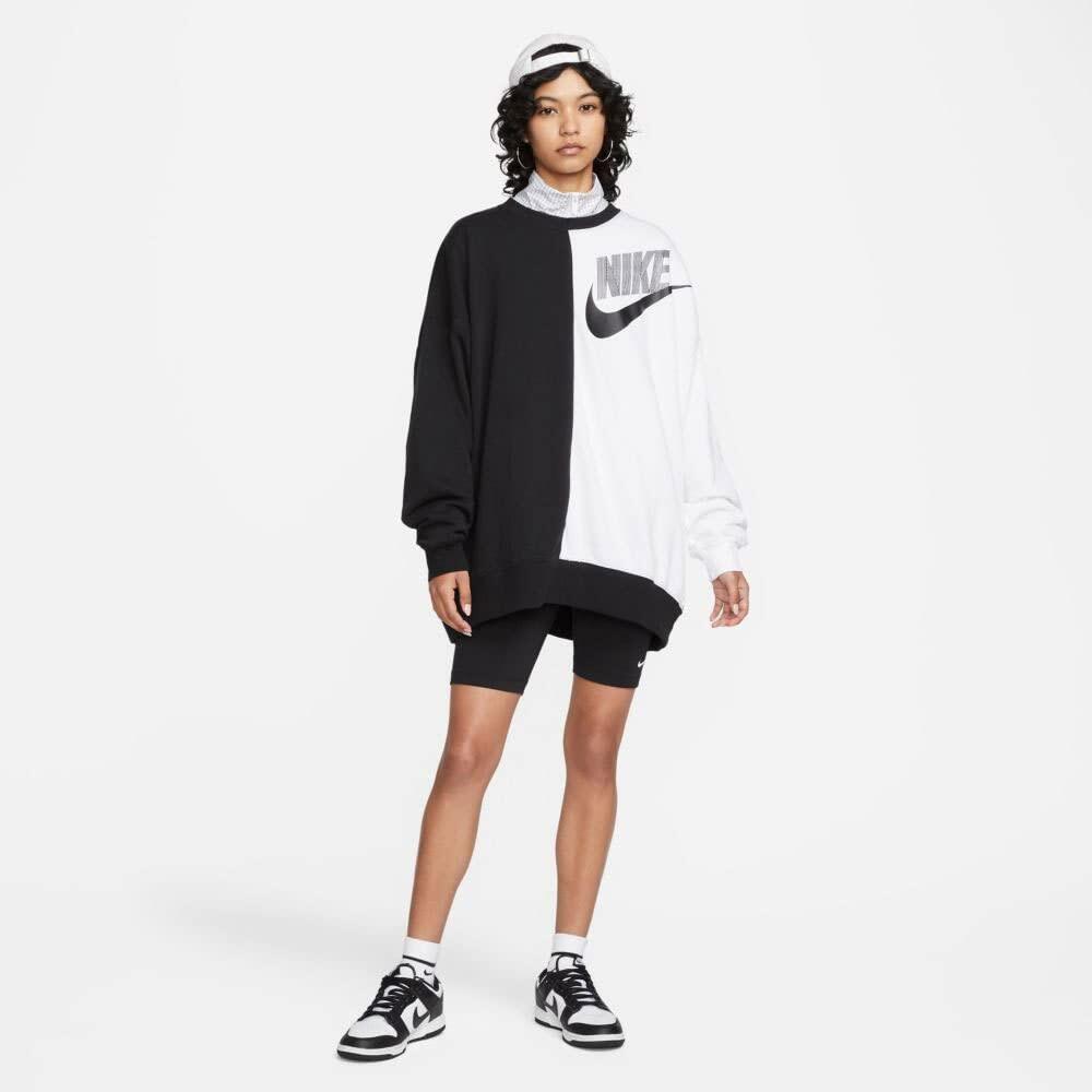 T-shirt Fleece Oversized a Maniche Lunghe Nike in Nero e Bianco 5/6