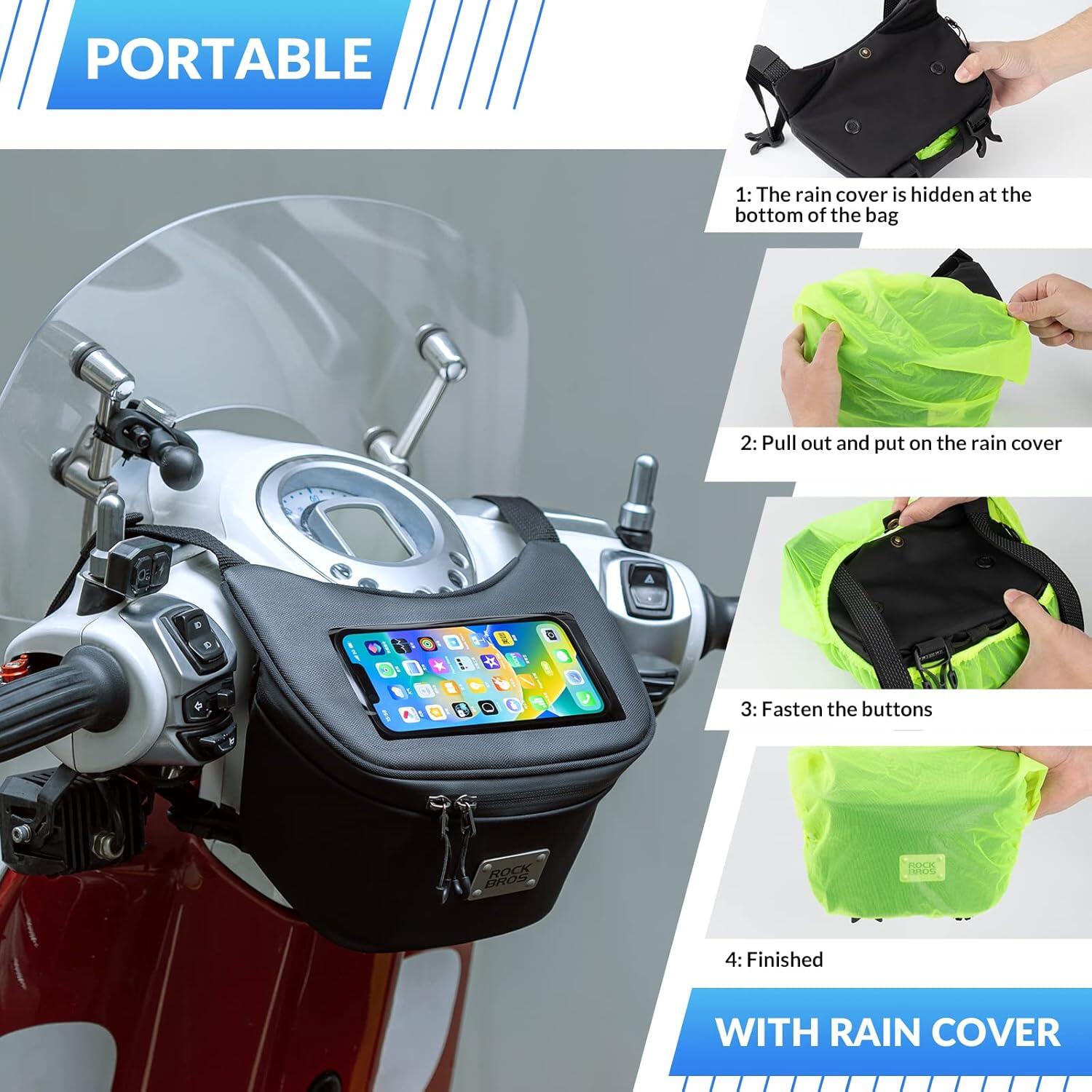 ROCKBROS Sacoche Moto 2L avec Écran Tactile et Housse de Pluie Avant 5/7