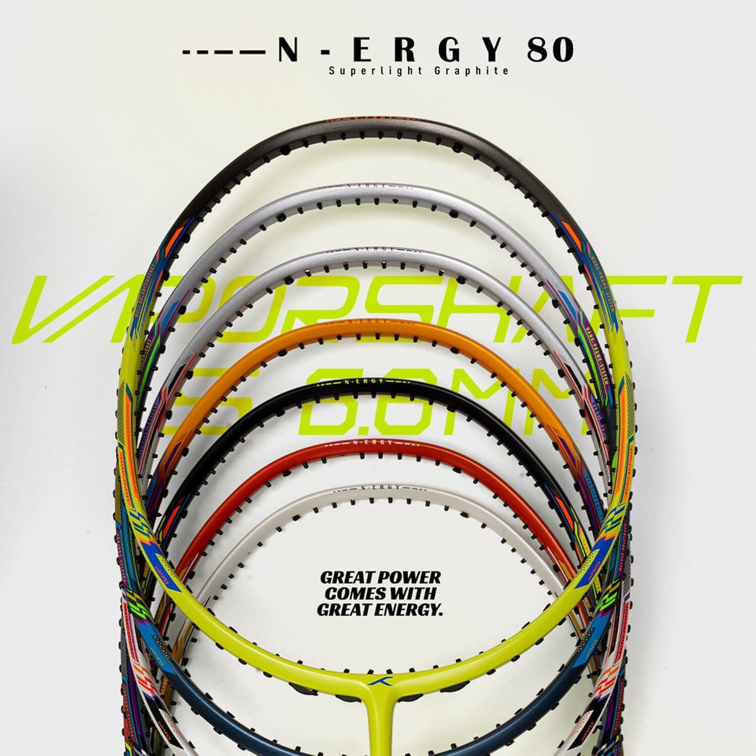 N-ERGY 80 Carbon-Badmintonschläger Besaitet für Fortgeschrittene 6/6