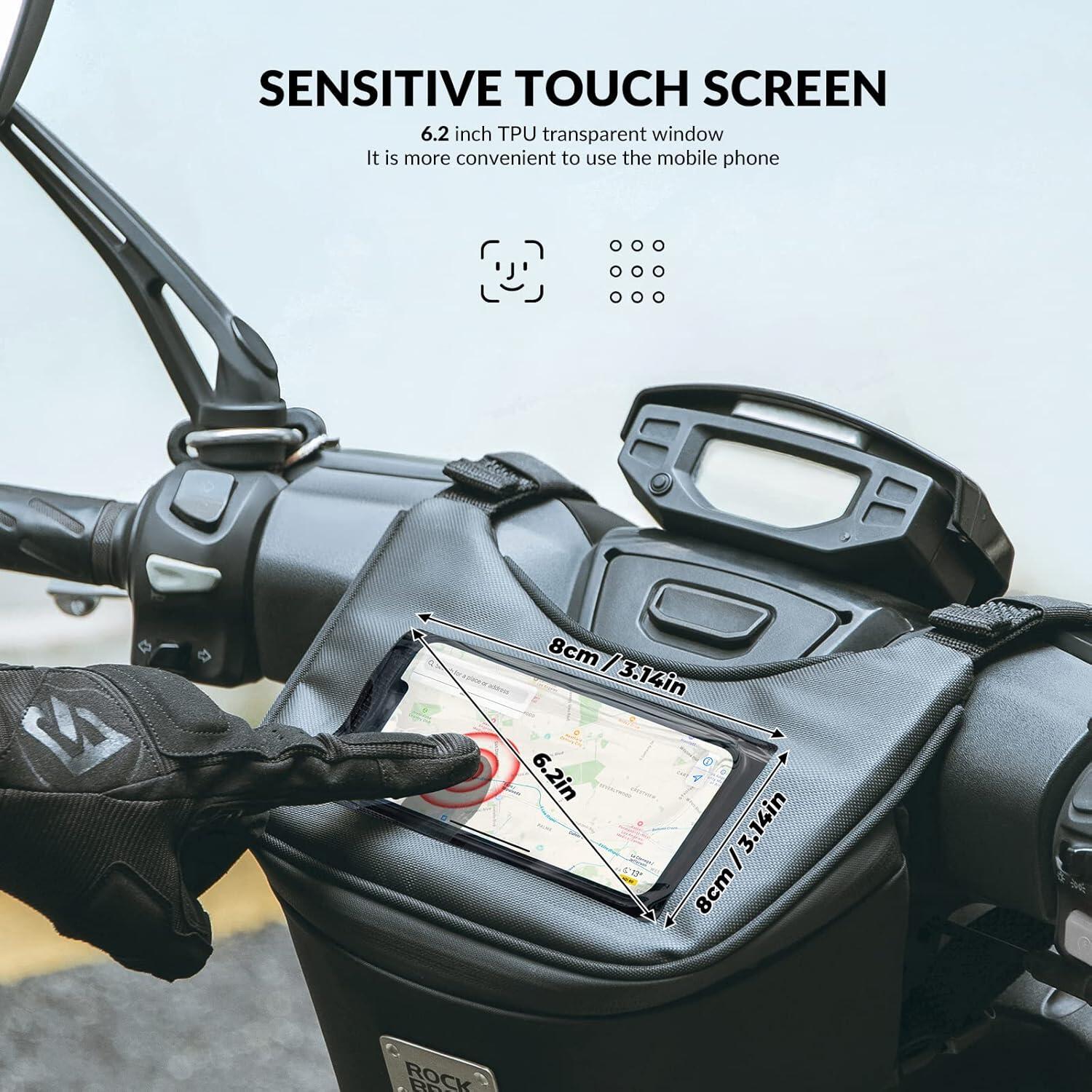 ROCKBROS Sacoche Moto 2L avec Écran Tactile et Housse de Pluie Avant 6/7