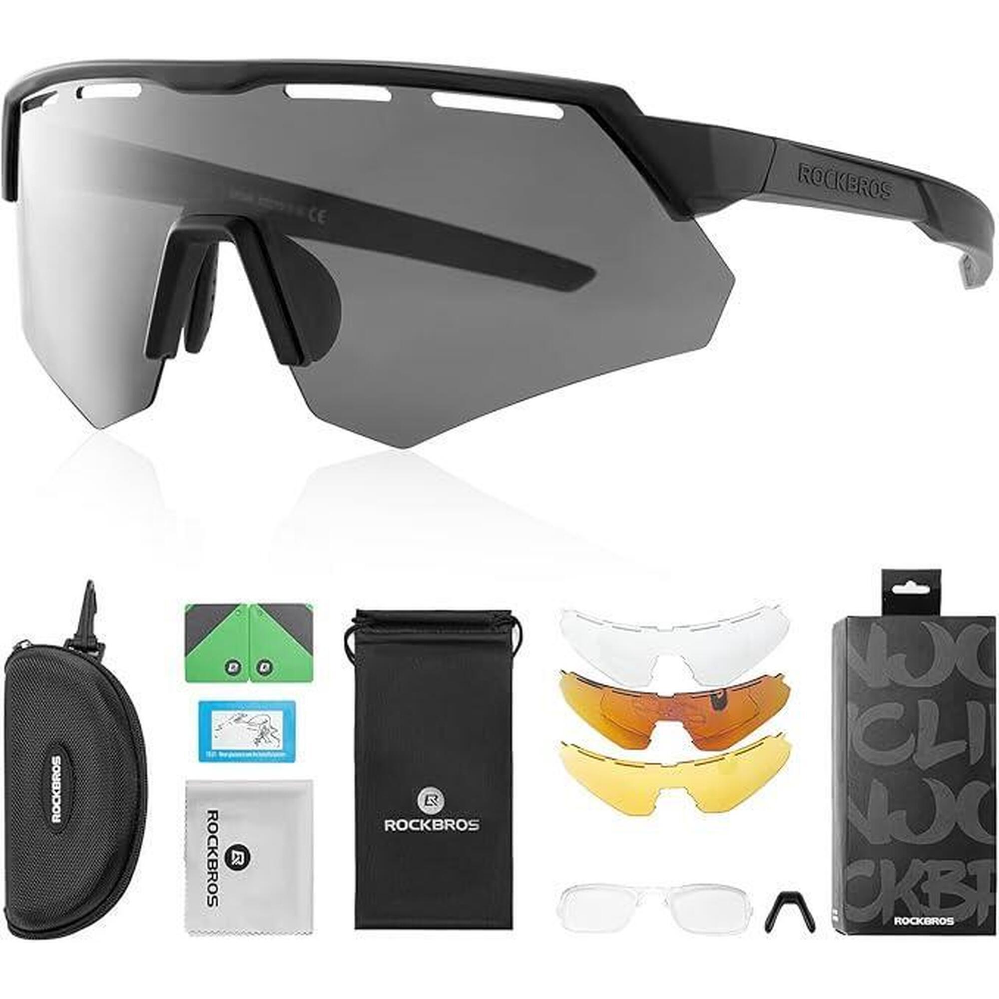 Rockbros - Rockbros Lunettes De Sport Polarisées, 4 Verres Interchangeables Cyclisme - Lunettes De Soleil - Noir - No Size - Decathlon