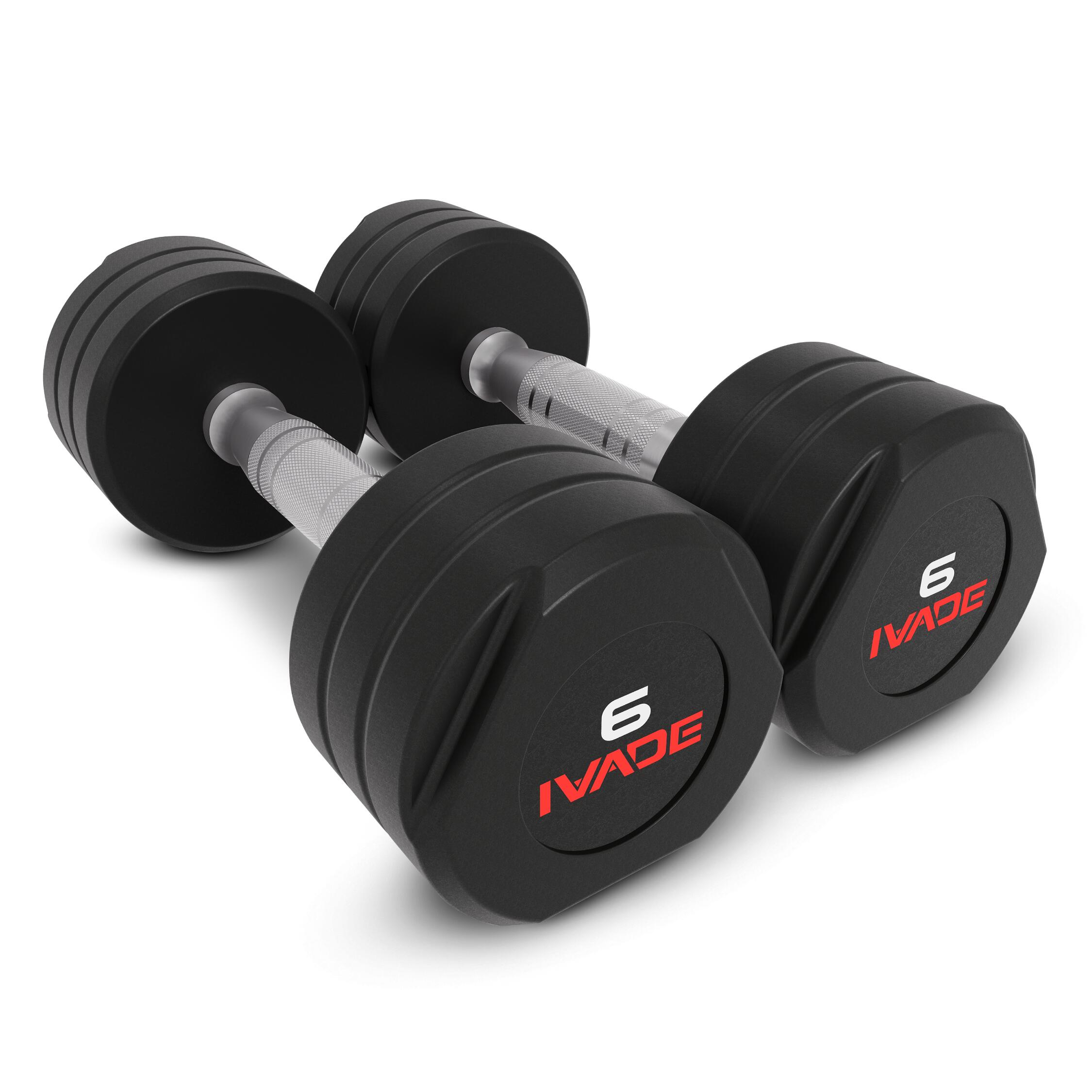 STUDIO Dumbbells with Rubber Coating IVADE 6KG x 2 pcs (MD2123) - IRONTEC