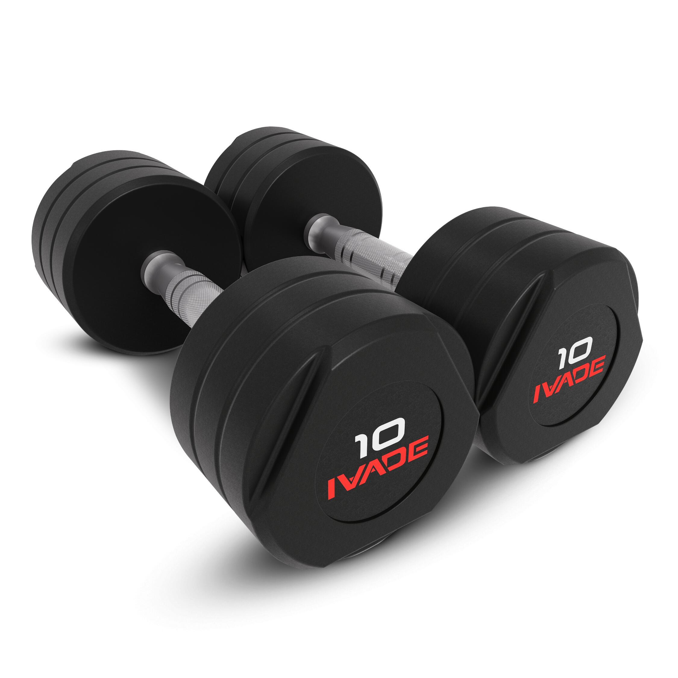 STUDIO Dumbbells with Rubber Coating IVADE 10KG x 2 pcs (MD2123) - IRONTEC