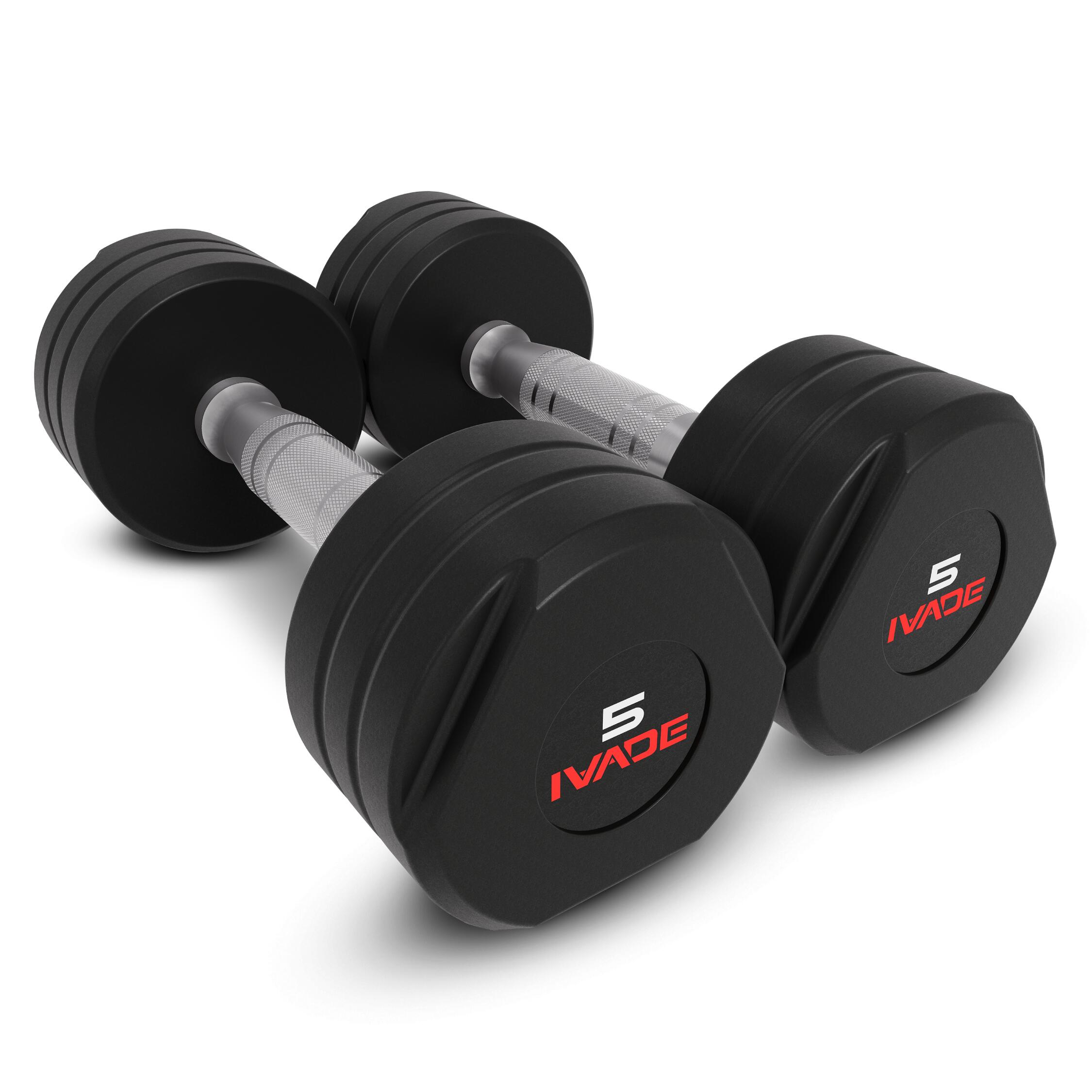 STUDIO Dumbbells with Rubber Coating IVADE 5KG x 2 pcs (MD2123) - IRONTEC