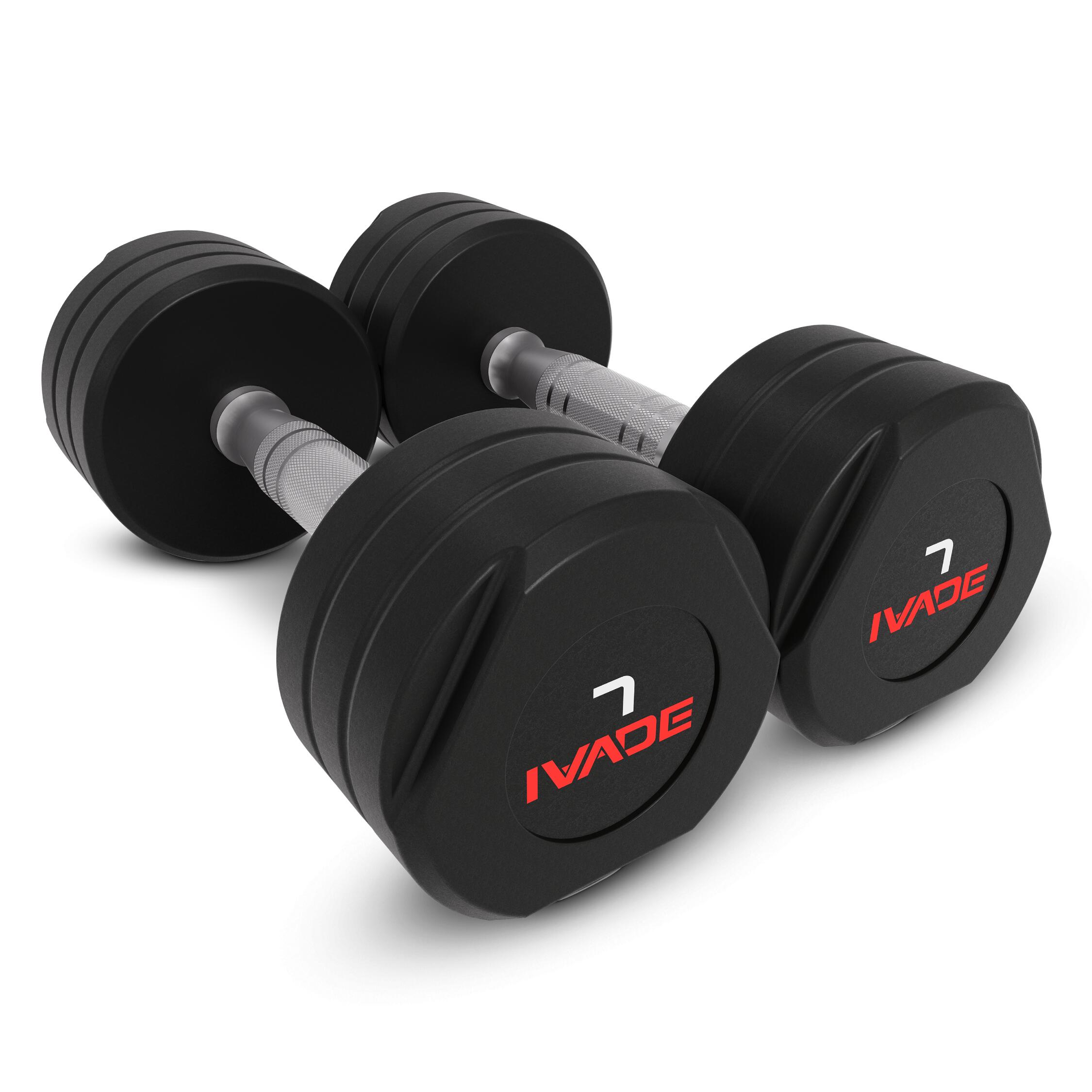 STUDIO Dumbbells with Rubber Coating IVADE 7KG x 2 pcs (MD2123) - IRONTEC
