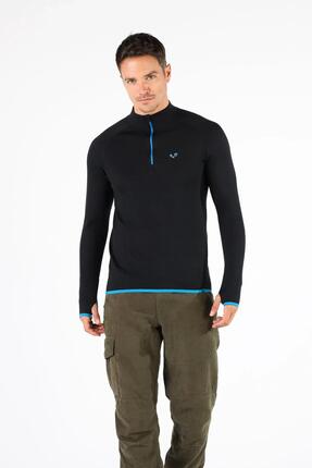 HALLDOR - Koszulka z Długim Rękawem - 100% Wełna Merino- 230 g/m² S, Czarny