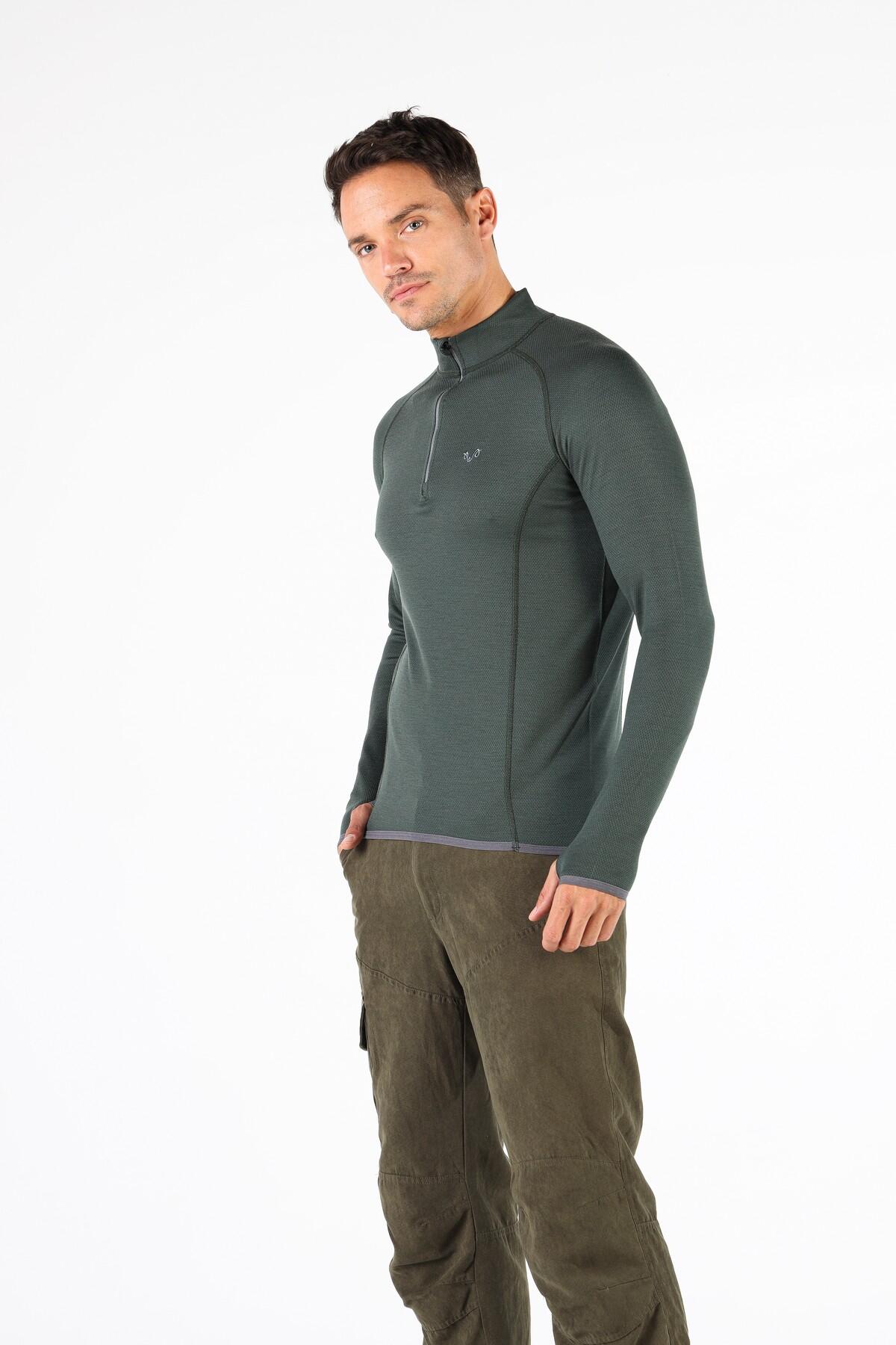 HALLDOR - Koszulka z Długim Rękawem - 100% Wełna Merino- 230 g/m² M, Zielony 4/7