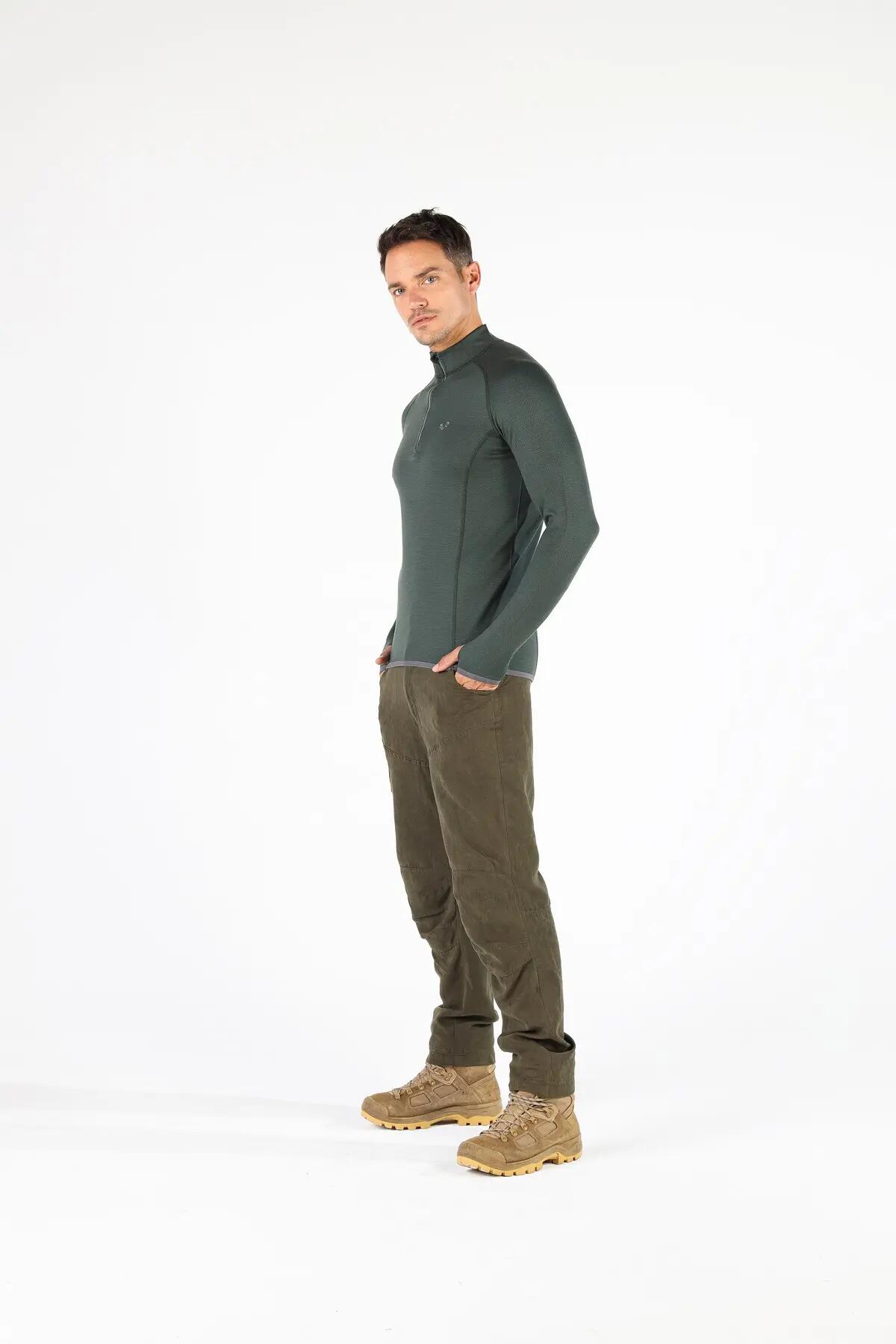 HALLDOR - Koszulka z Długim Rękawem - 100% Wełna Merino- 230 g/m² M, Zielony 5/7