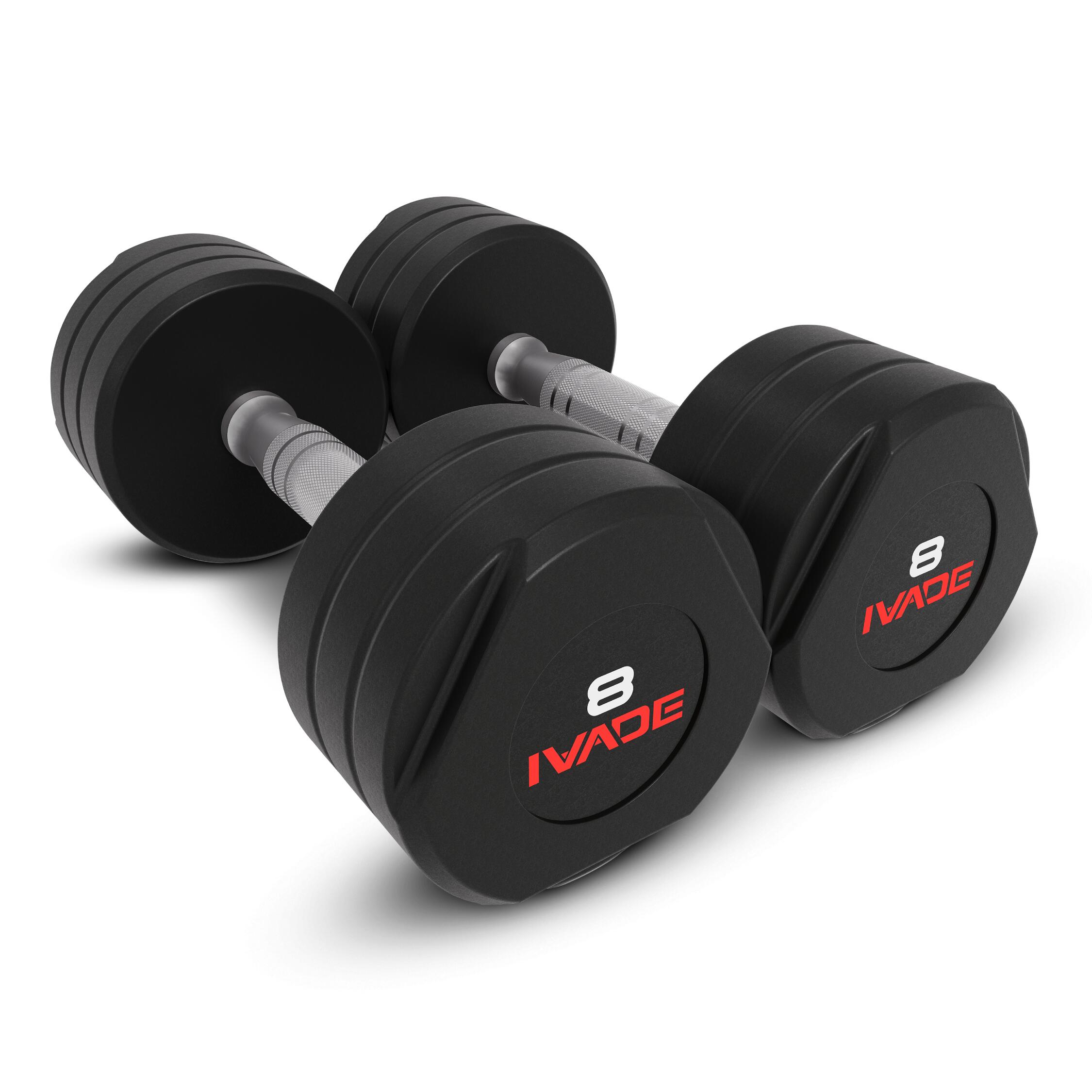 STUDIO Dumbbells with Rubber Coating IVADE 8KG x 2 pcs (MD2123) - IRONTEC