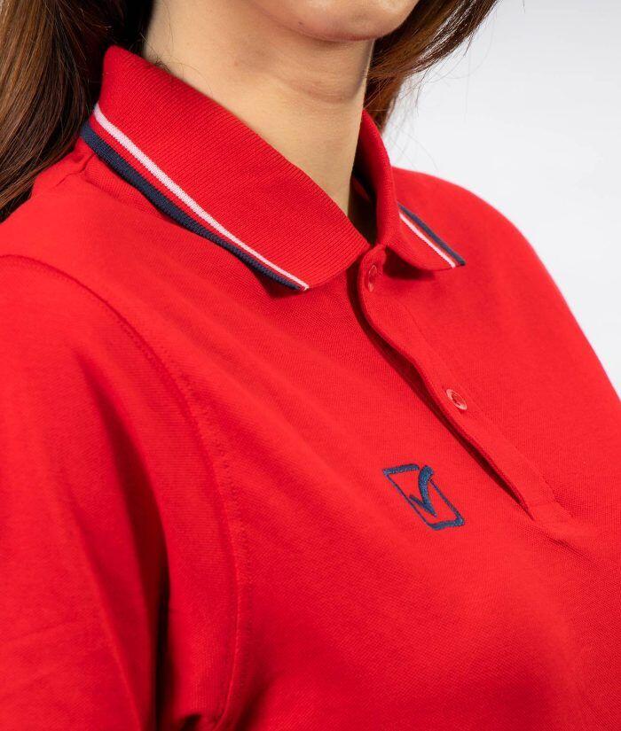 Polo unisex Givova de algodón - Rojo/Azul marino 3/4