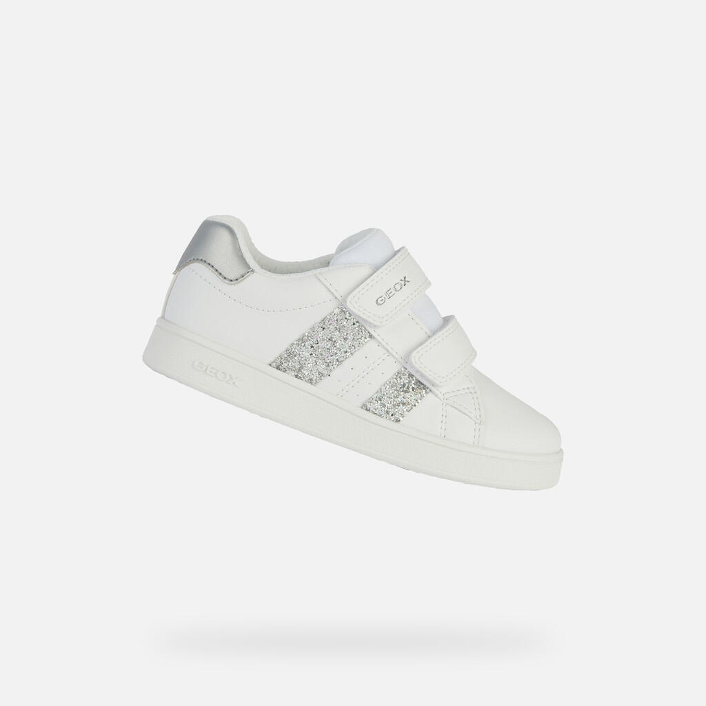 Geox - Baskets Fille Eclyper Girl Blanc/argent - Chaussures De Sport - Blanc|gris - 35 - Decathlon