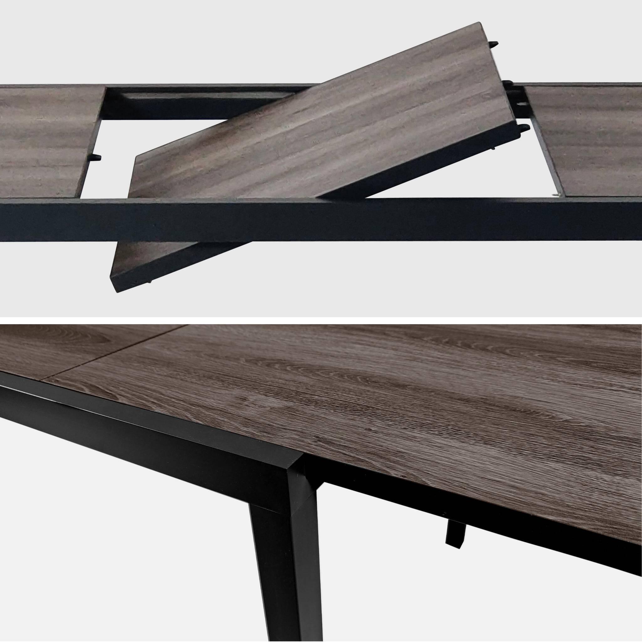 Mesa de jardim extensível em DPC e alumínio, com 8 lugares, Castanho 4/5