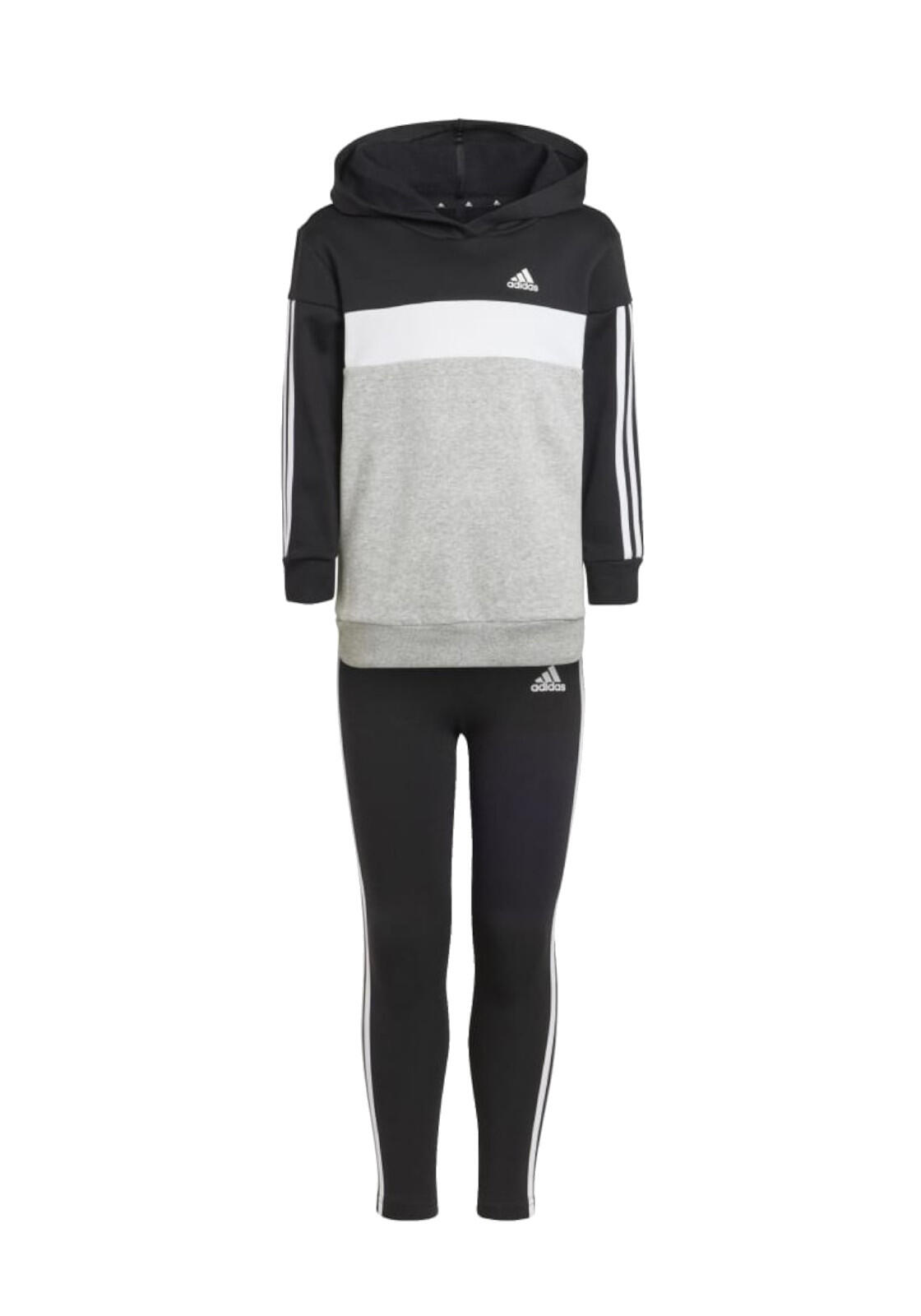 Survêtement adidas 3-Stripes Tiberio noir gris blanc enfant 1/5