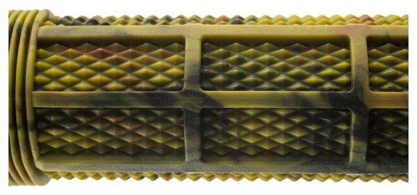 DMR Deathgrip Bike Handle Bar Grips Lock On - Thick Camo Green Flanged 2/2