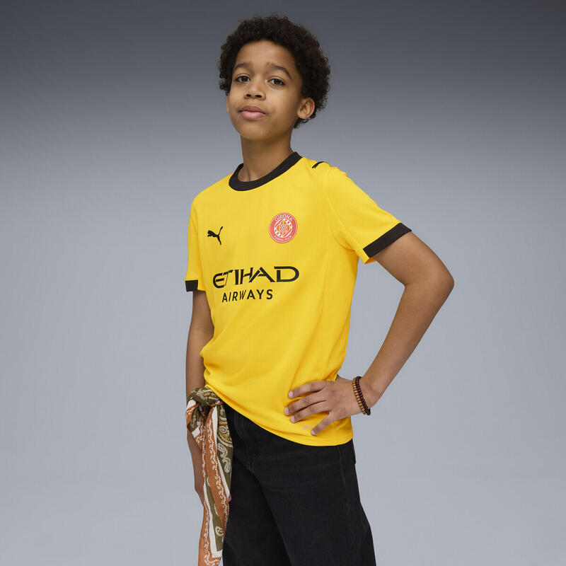 Tricou fotbal copii mânecă scurtă Faster Yellow Red, galben PUMA