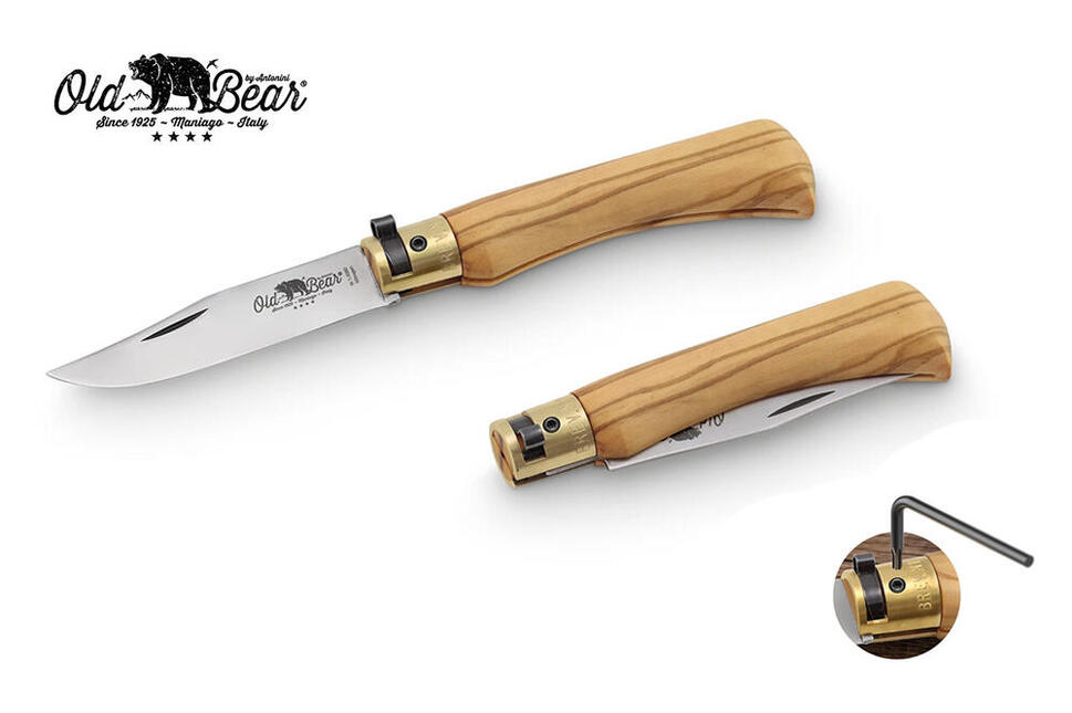 Nóż składany Antonini Old Bear Olive M z etui w pudełku prezentowym