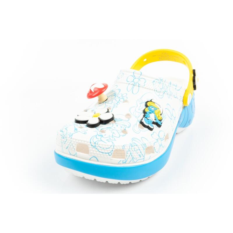 Klapki sandały chodaki damskie Crocs Smurfs na platformie Smerfy