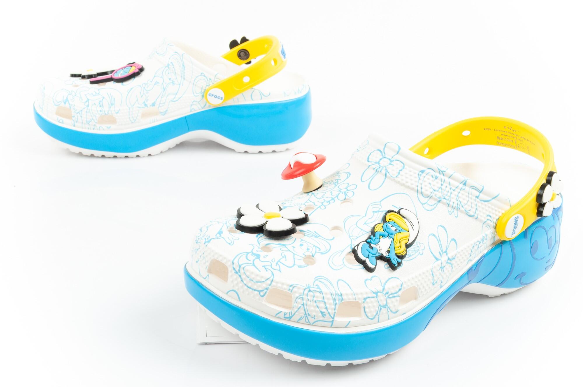 Sandales compensées pour femmes Crocs Smurfs sur plateforme Schtroumpfs 6/7