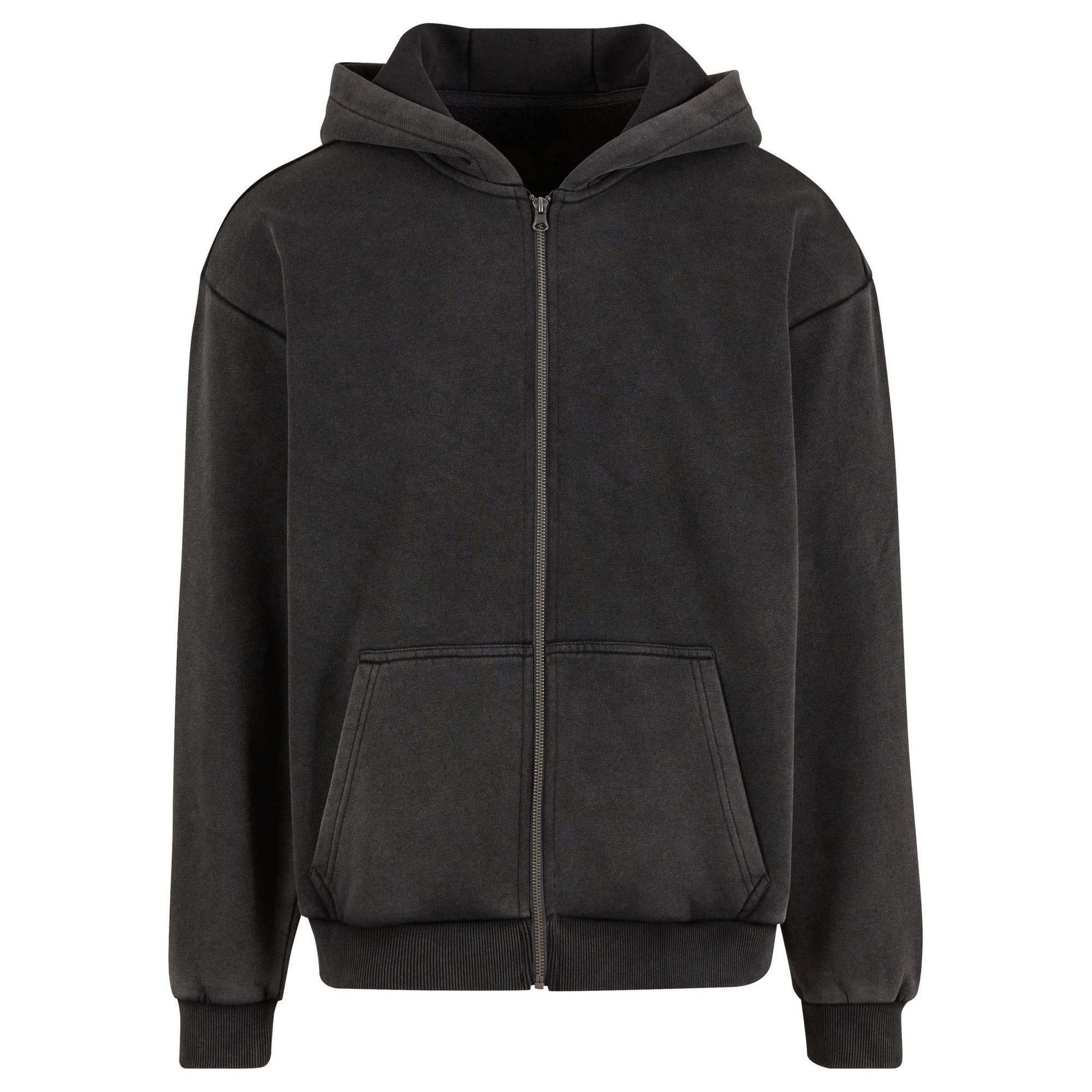 Build Your Brand Mens Vintage Heavy Full Zip Hoodie