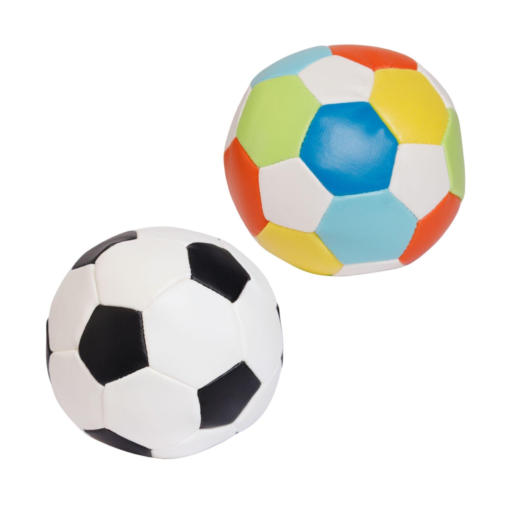 ALLDORO 2er Set Mini Softbälle für Kinder, Ø 10 cm, extra weich, schwarz-weiß & bunt