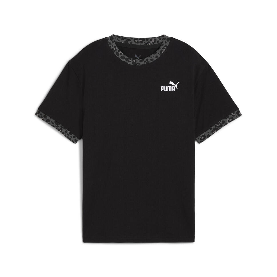 Młodzieżowa koszulka Essentials ze zwierzęcym wzorem o luźnym kroju PUMA Black