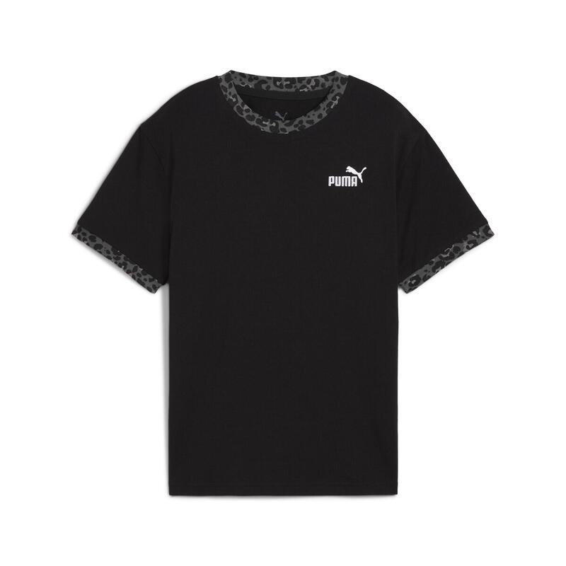 Młodzieżowa koszulka Essentials ze zwierzęcym wzorem o luźnym kroju PUMA Black