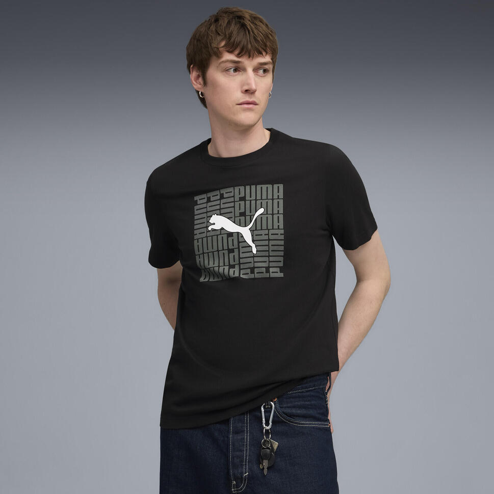 Męska koszulka o kwadratowym kroju z grafiką PUMA Black