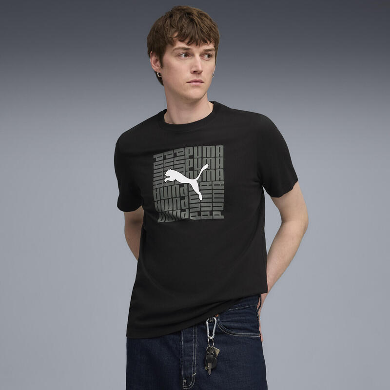 Tricou fitness bărbați mânecă scurtă Graphic Box, negru PUMA