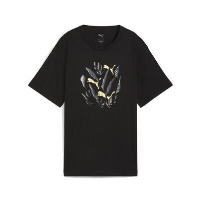 Graphic relaxed leaf t-shirt voor dames puma black