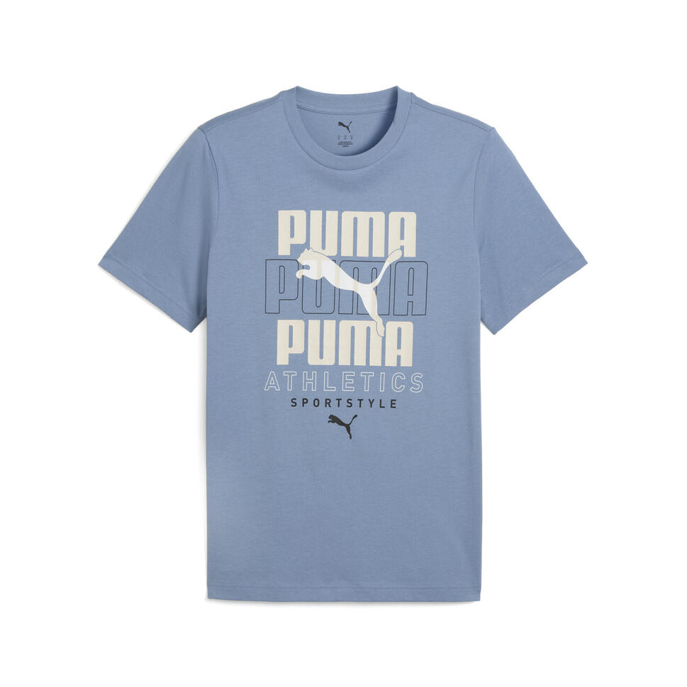 Męska koszulka z nałożonymi na siebie grafikami PUMA Cool Blue