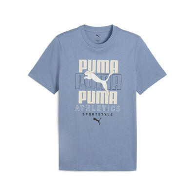 Graphic stacked t-shirt met afbeelding voor heren puma cool blue