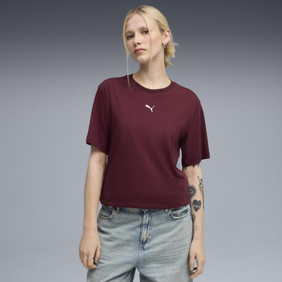Damska koszulka o luźnym kroju ESS PUMA Ruby Shimmer Red