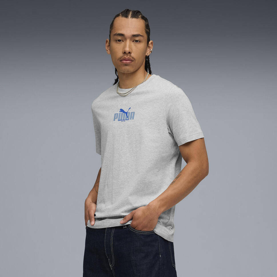Męska koszulka z grafiką i napisem PUMA PUMA Light Gray Heather