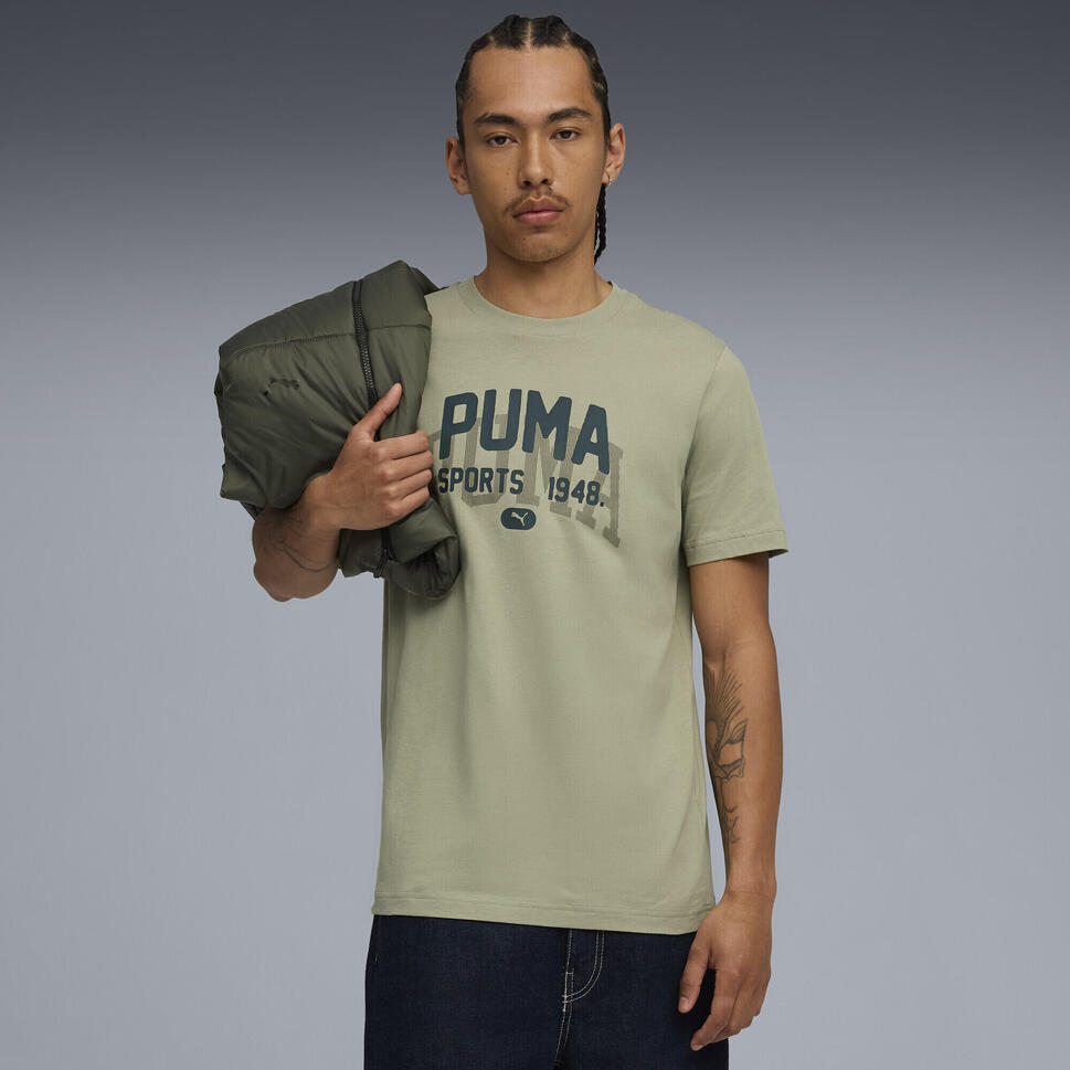 Męska koszulka z grafiką w uniwersyteckim stylu PUMA Lux Army Green