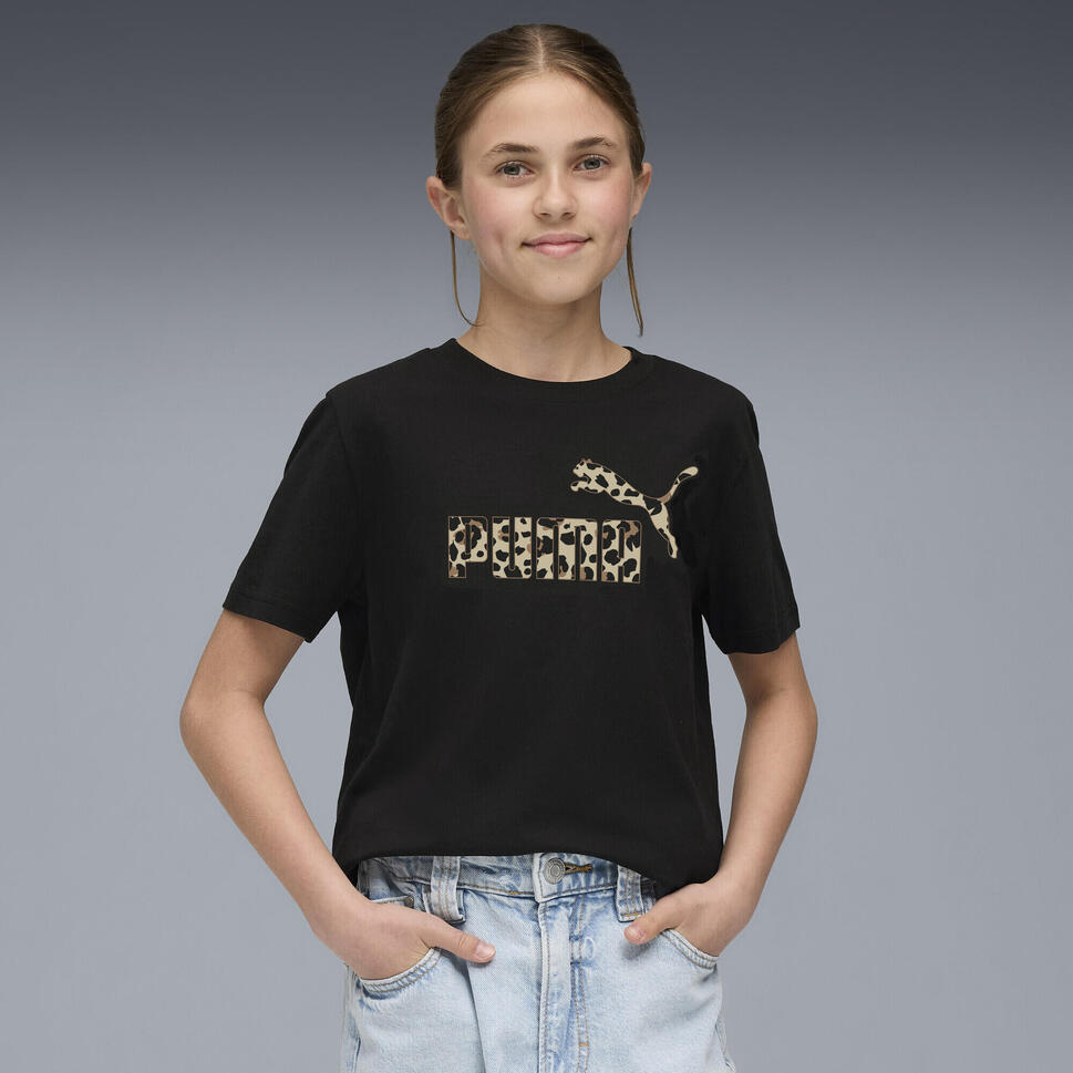Młodzieżowa koszulka Essentials Graphic ze zwierzęcym wzorem PUMA Black
