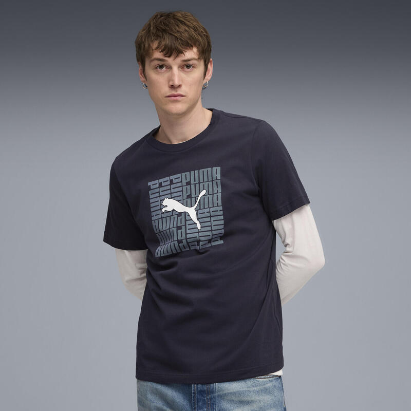 Męska koszulka o kwadratowym kroju z grafiką PUMA New Navy Blue