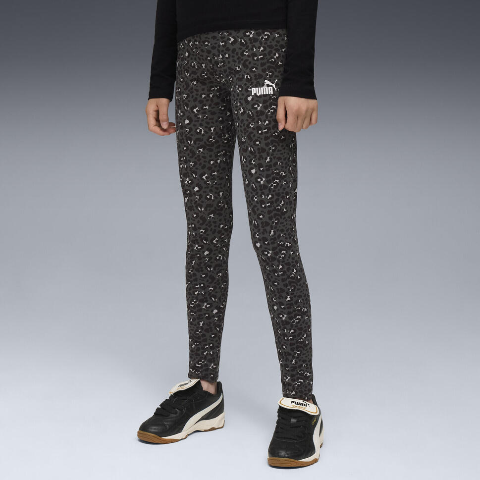 Młodzieżowe legginsy Essentials ze zwierzęcym wzorem PUMA Black