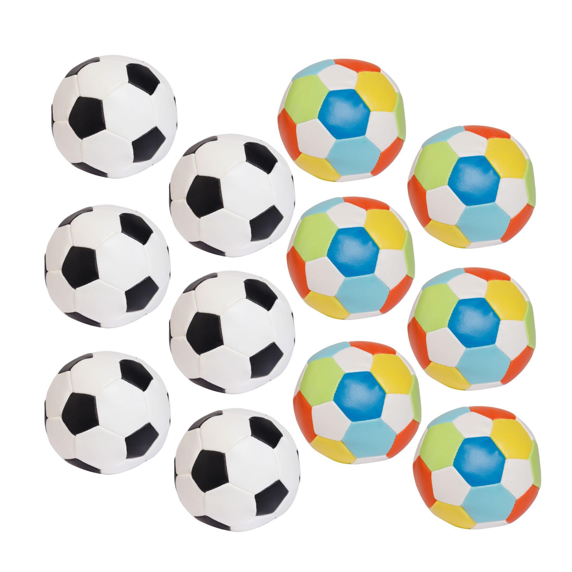ALLDORO 12er Set Mini Softbälle für Kinder, Ø 10 cm, extra weich, schwarz-weiß & bunt
