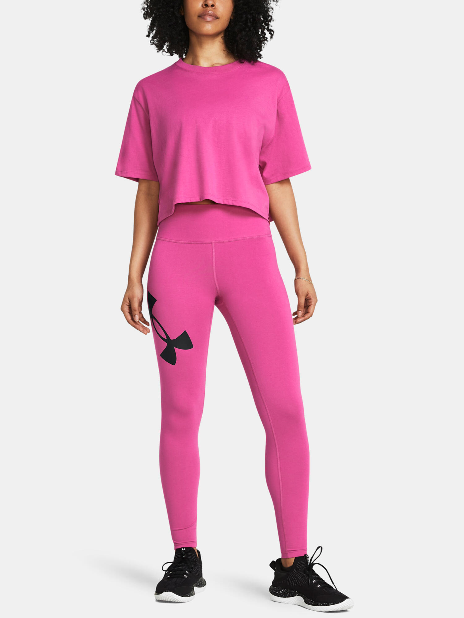 Legging met hoge taille voor dames, Campusmodel (Roze/Zwart) 6/6