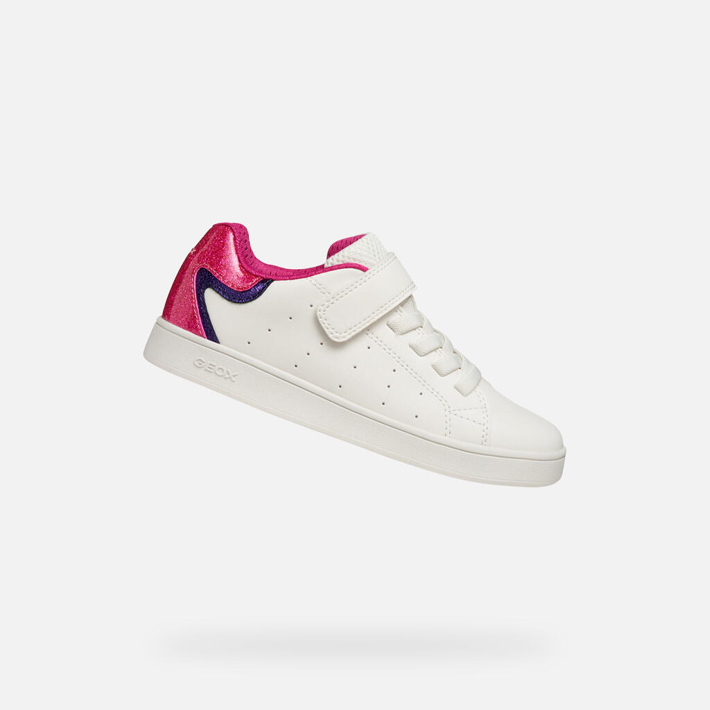 Geox - Baskets Fille J Eclyper Girl Blanc/fuchsia - Chaussures De Sport - Blanc|rose - Decathlon