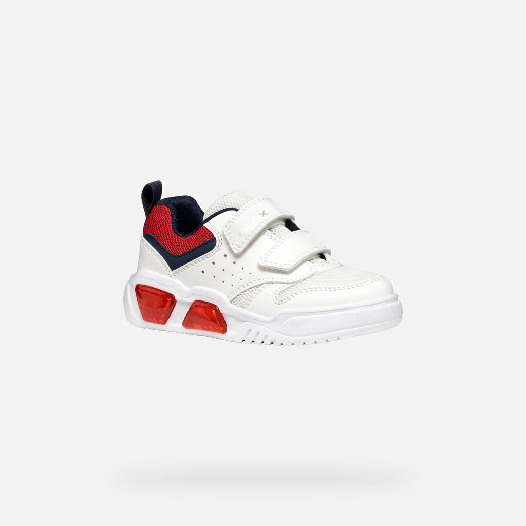 Baskets Garçon J ILLUMINUS BOY Blanc/Rouge 4/7