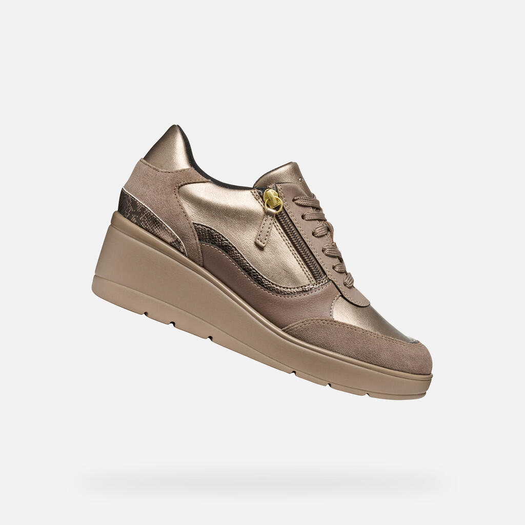 Geox - Baskets Femme D Ilde Taupe - Chaussures De Sport - Beige - Decathlon