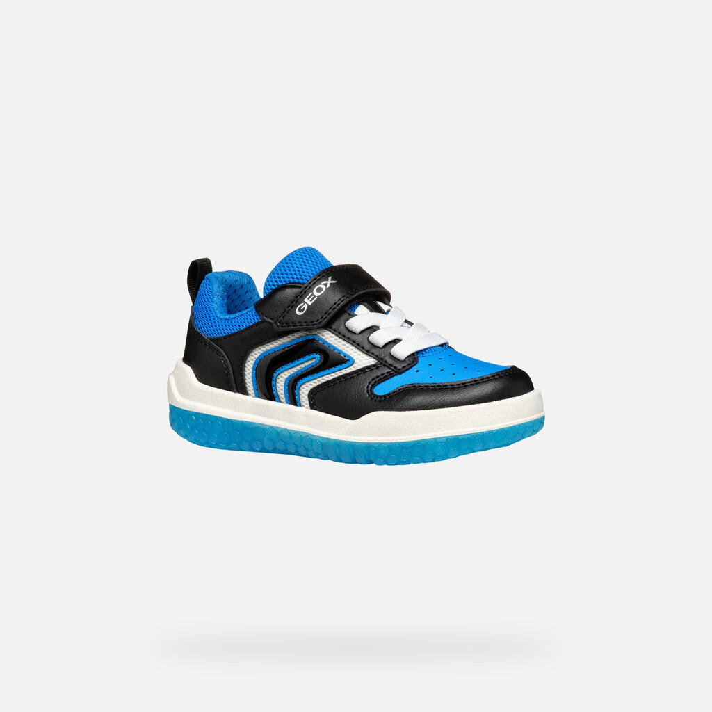 Baskets Garçon J BUZZERLIGHT BOY Noir/Bleu Clair 4/7