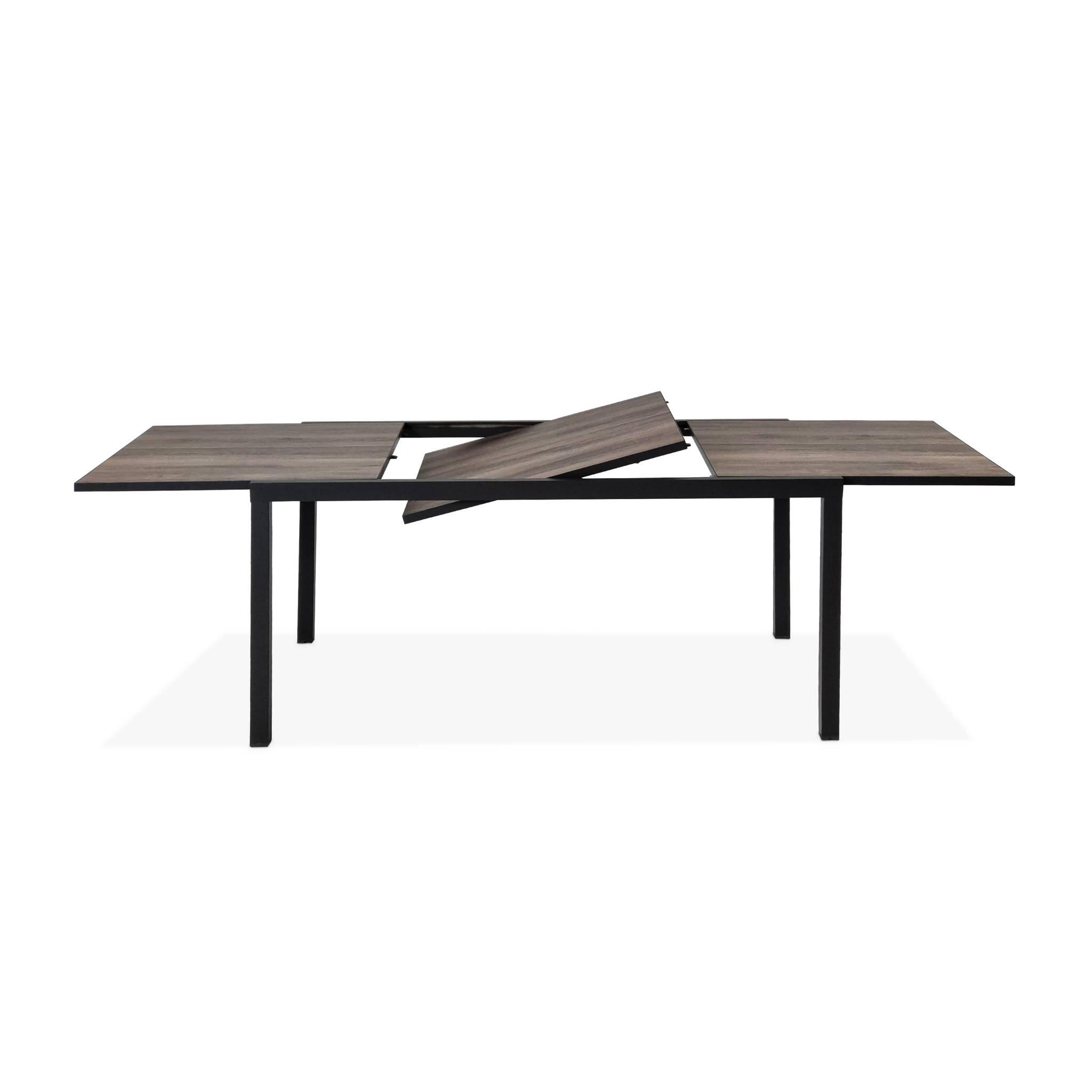 Mesa de jardim extensível em DPC e alumínio, com 8 lugares, Castanho 2/5