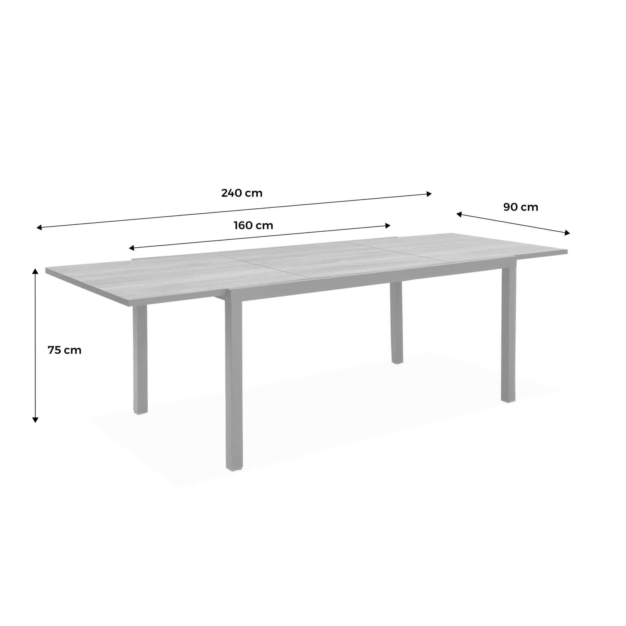 Mesa de jardim extensível em DPC e alumínio, com 8 lugares, Castanho 5/5