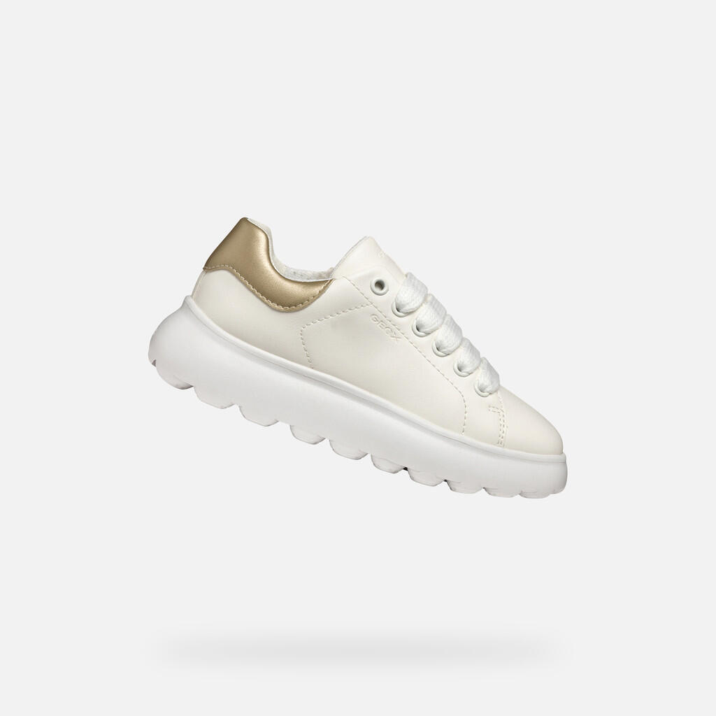 Geox - Baskets Fille J Puffypop Girl Blanc/platine - Chaussures De Sport - Blanc|gris - Decathlon