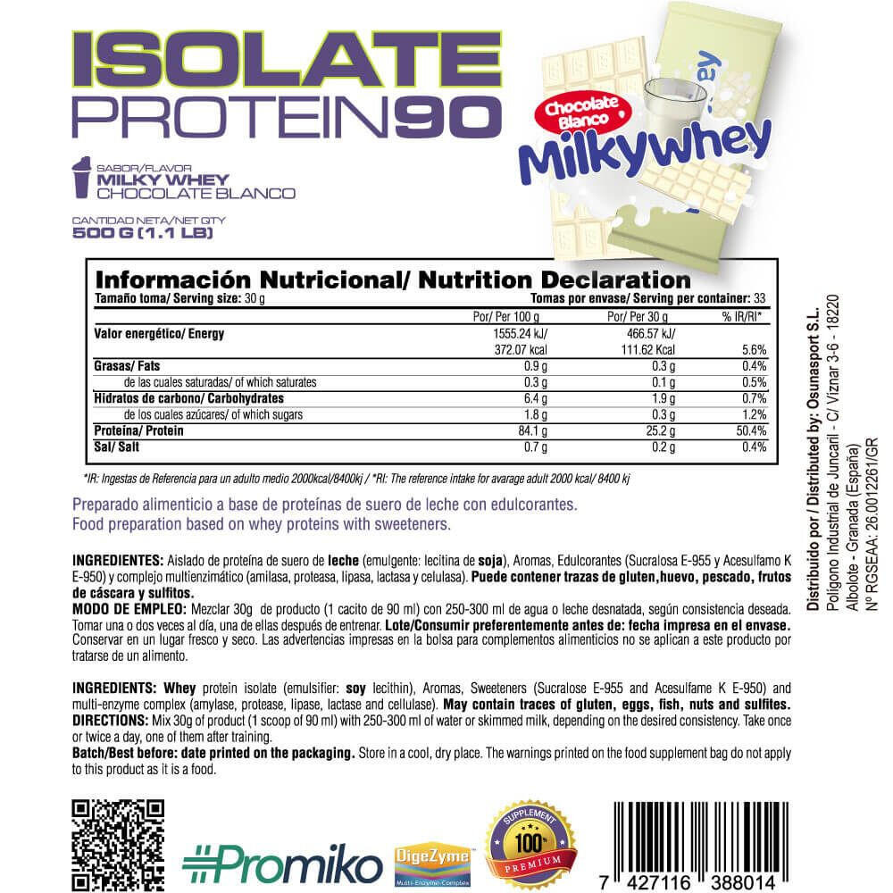 Isolate 90 CFM - 1Kg Chocolate Blanco con Leche MilkyWhey MASMUSCULO 3/4