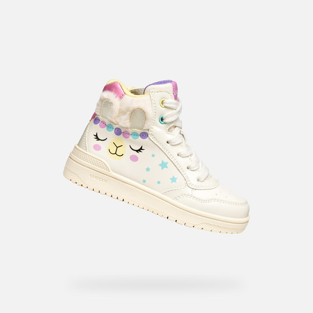 Geox - Baskets Fille Washiba Girl Ivoire Clair/multicolore - Chaussures De Sport - Blanc|multicolore - Decathlon