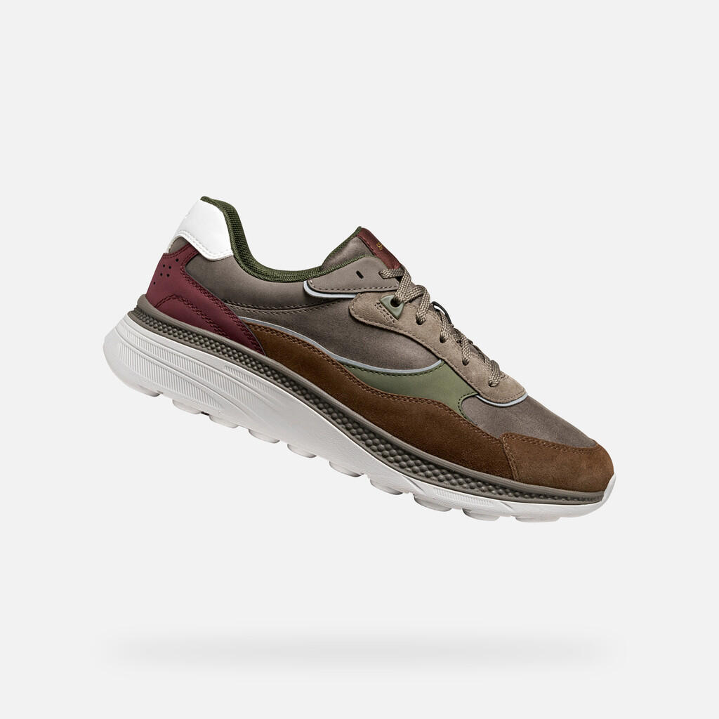 Geox - Baskets Homme U Spherica Actif X1 Beige Clair/cognac - Chaussures De Sport - Marron|vert - Decathlon